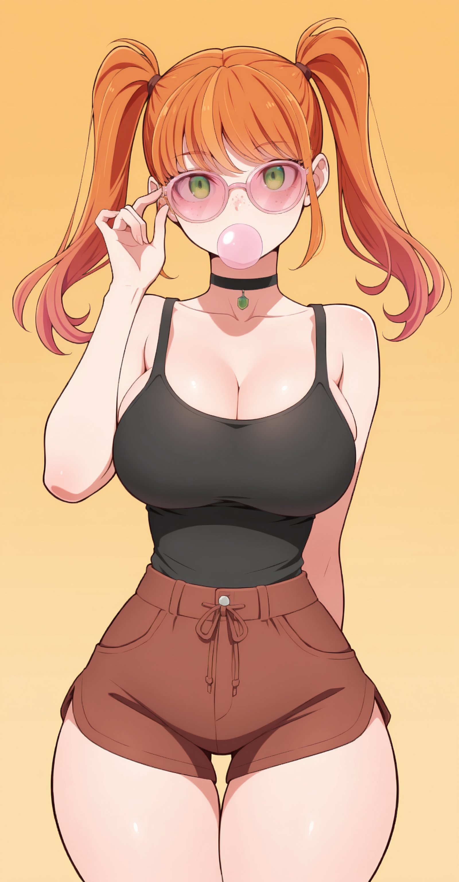 1girl,  blowing bubble gum,  orange hair by Mixai on Tensor.Art