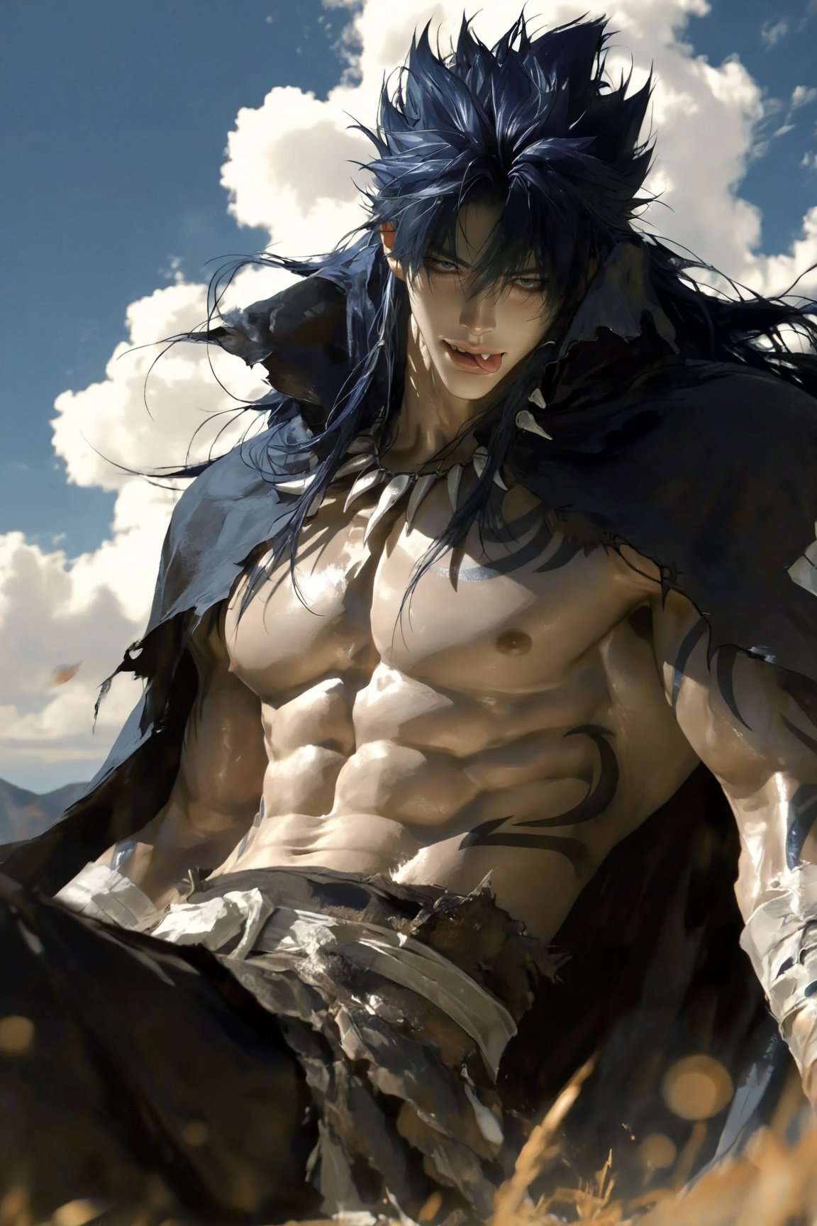 /imagine prompt: Character : Acnologia from Fairy Tail,  powerful dark dragon slayer male,  tall muscular body by Soninaa...