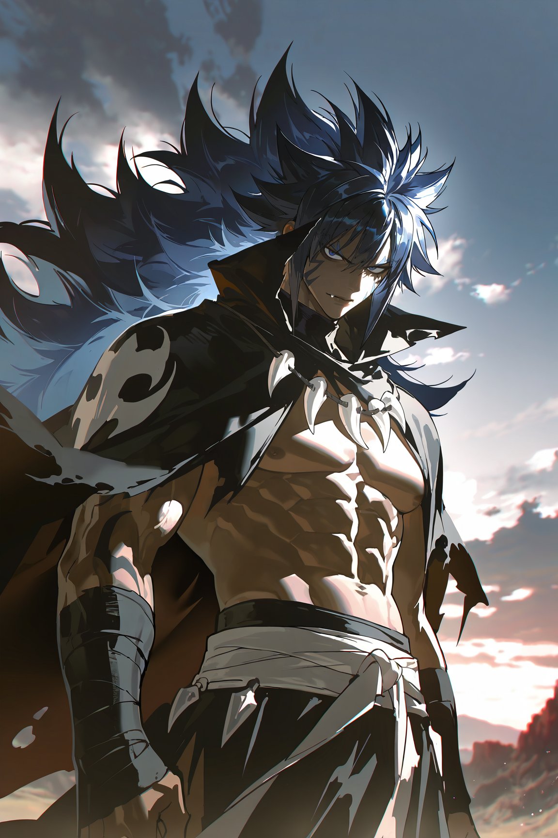 /imagine prompt: Character : Acnologia from Fairy Tail,  powerful dark dragon slayer male,  tall muscular body by Soninaa...