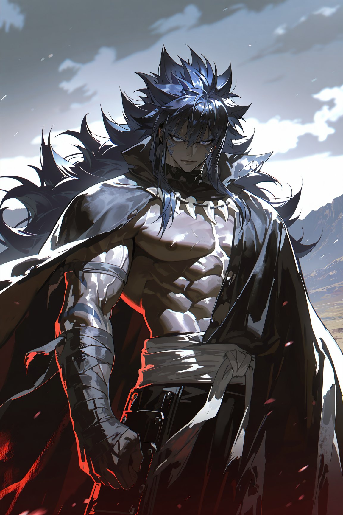 /imagine prompt: Character : Acnologia from Fairy Tail,  powerful dark dragon slayer male,  tall muscular body by Soninaa...