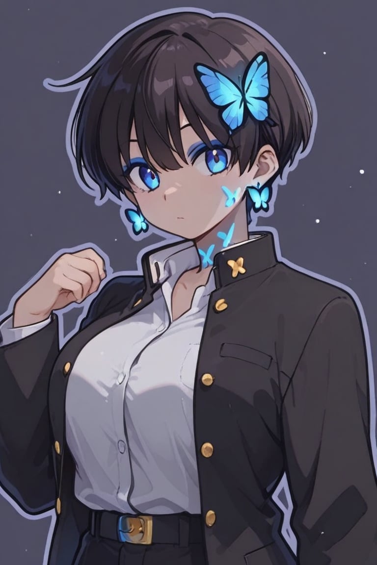 Kiyoka-chan,  blue glowing earrings,  tattoo on clothing boyish by らび@kiyoka_succubus on Tensor.Art