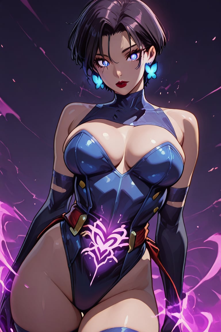 (Kiyoka-chan,  blue glowing earrings,  tattoo on clothing) Leotard Knight by らび@kiyoka_succubus on Tensor.Art