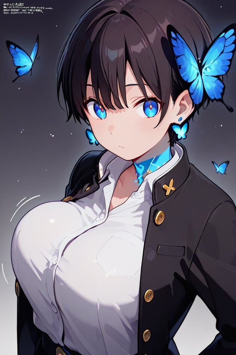 Kiyoka-chan,  blue glowing earrings,  tattoo on clothing boyish by らび@kiyoka_succubus on Tensor.Art