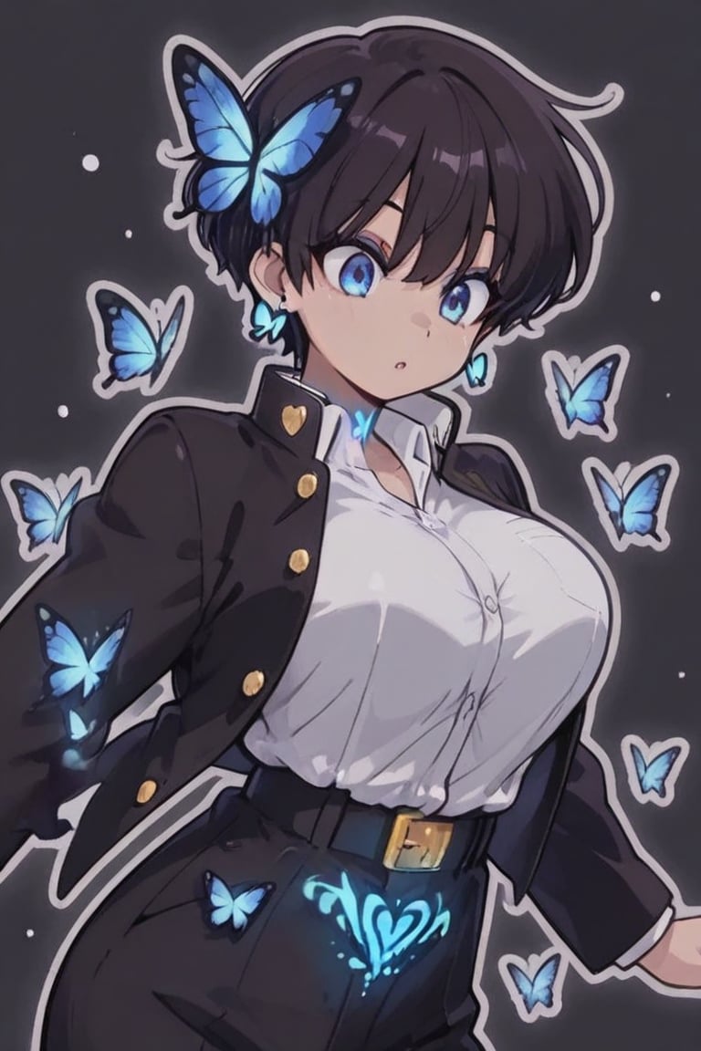 Kiyoka-chan,  blue glowing earrings,  tattoo on clothing boyish by らび@kiyoka_succubus on Tensor.Art