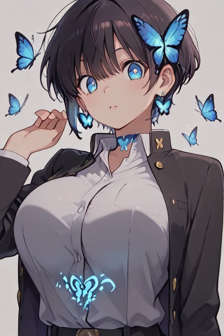 Kiyoka-chan,  blue glowing earrings,  tattoo on clothing by らび@kiyoka_succubus on Tensor.Art