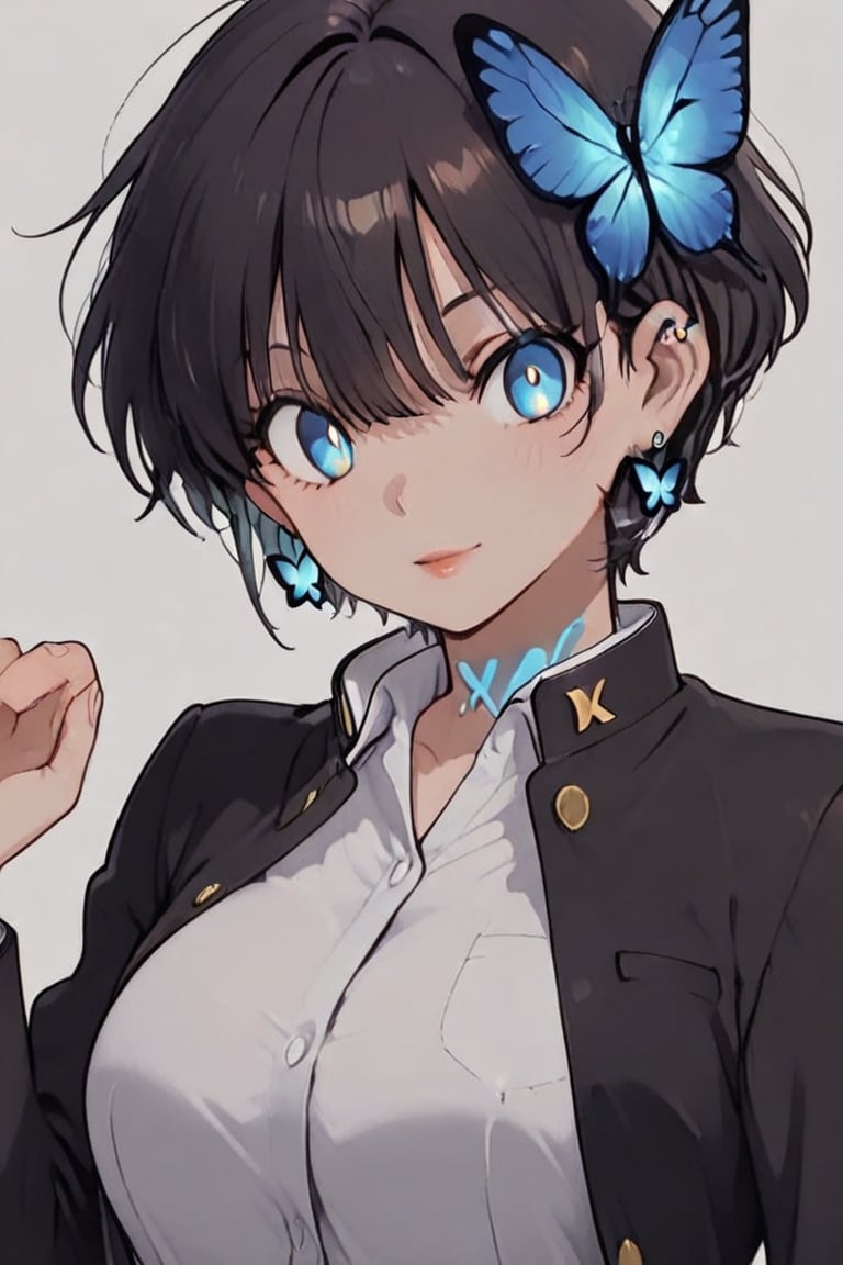 Kiyoka-chan,  blue glowing earrings,  tattoo on clothing (Beautiful eyes by らび@kiyoka_succubus on Tensor.Art