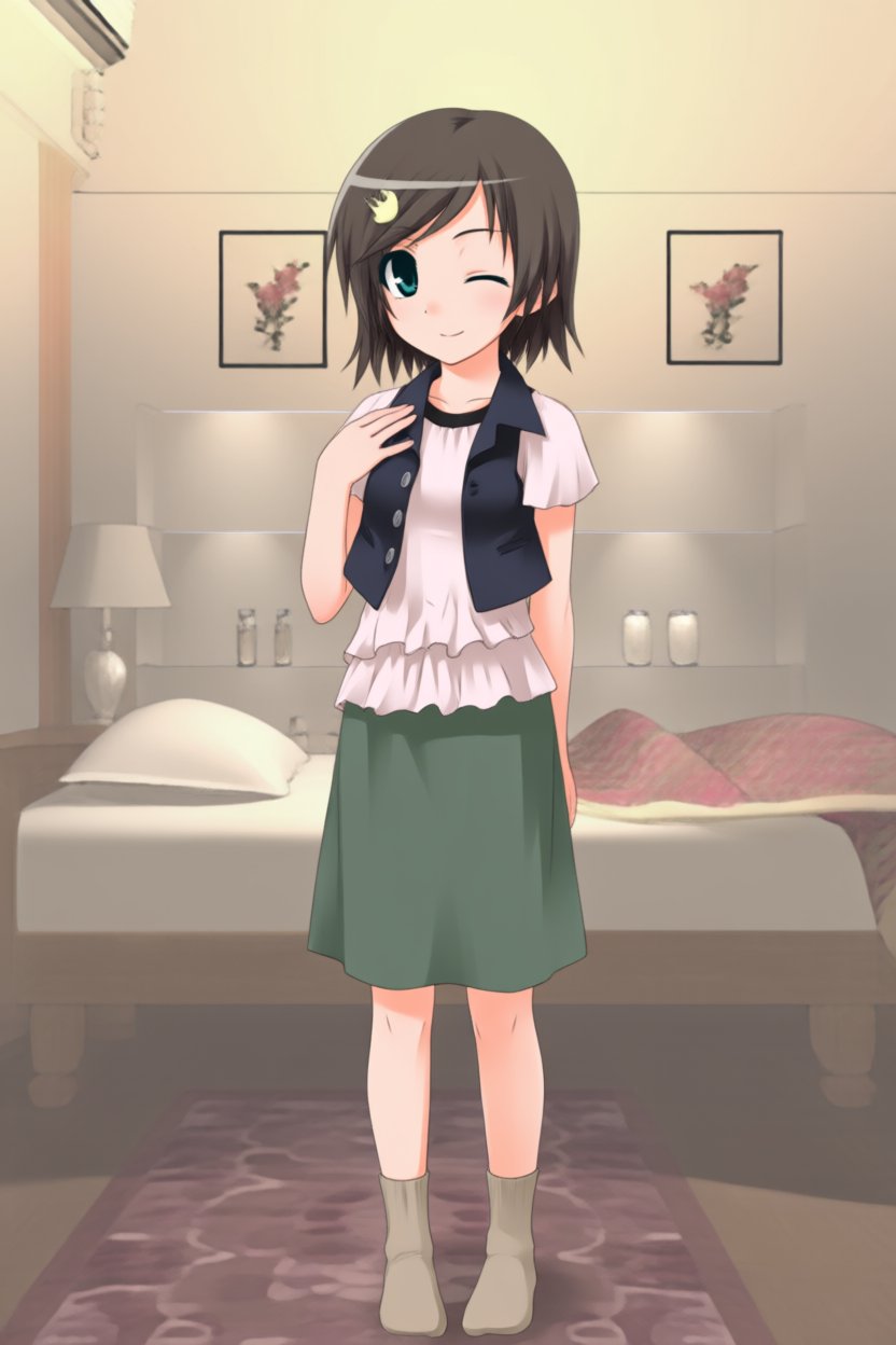 1girl,  saionji asuka \(himawari game\),  green_eyes by 幽鬼処刑人２年目 on Tensor.Art