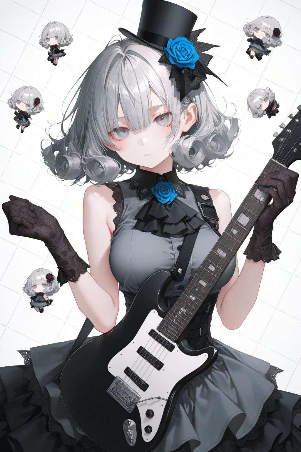 1girl,  grey eyes,  short hair by 月老板 on Tensor.Art
