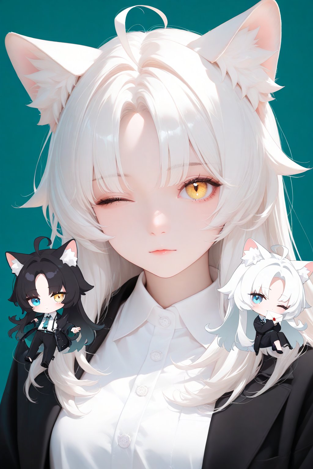1girl,  ahoge,  animal ear fluff by 月老板 on Tensor.Art