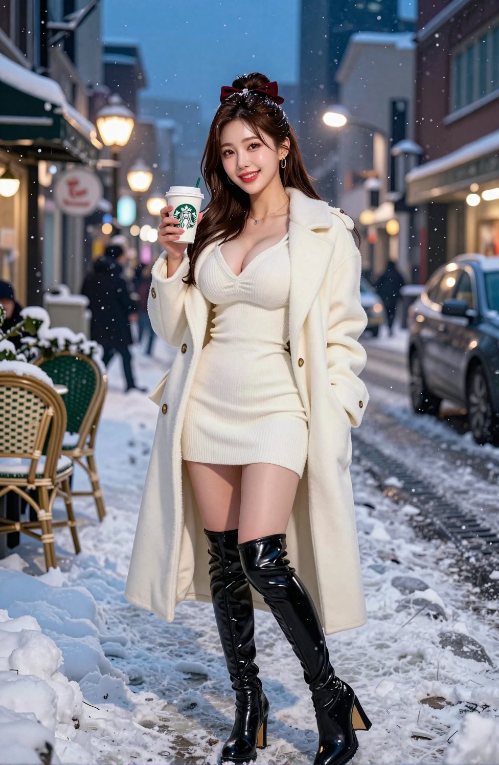 Image of a Korean woman Actual Photo: 2.0,  "A beautiful Korean woman boasting an hourglass figure,  round and voluptuous...