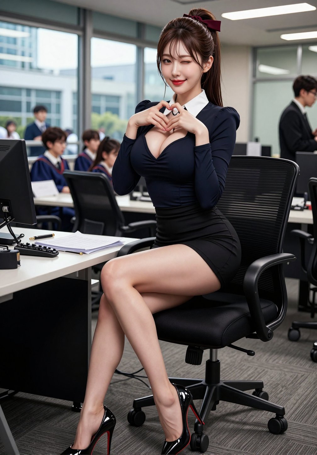 Image of a Korean woman Actual Photo: 2.0,  "A beautiful Korean woman boasting an hourglass figure,  round and voluptuous...