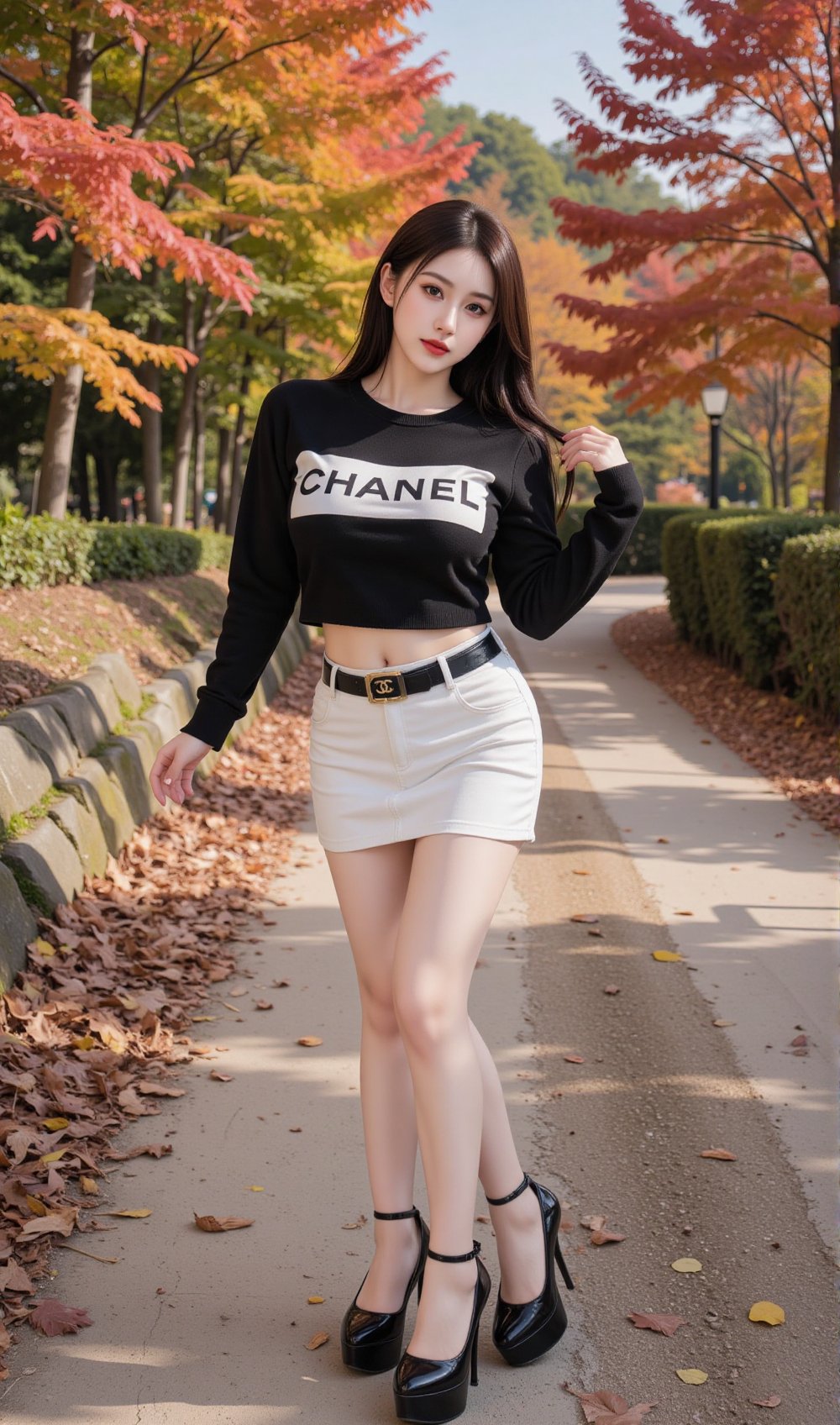 "Image of a Korean woman: A beautiful Korean woman with very large I-cup breasts that look like they will burst if touched...