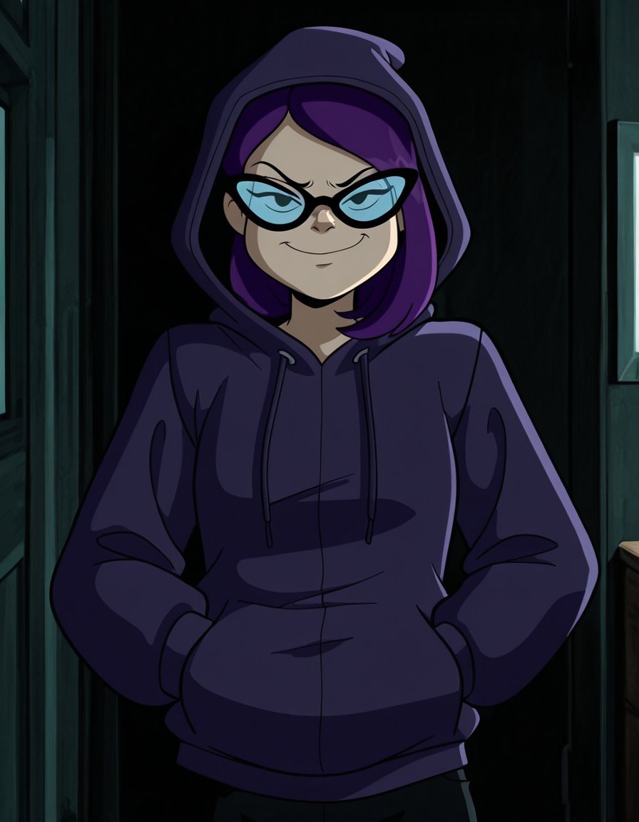trudycs,  purple hair,  glasses by elderagent on Tensor.Art
