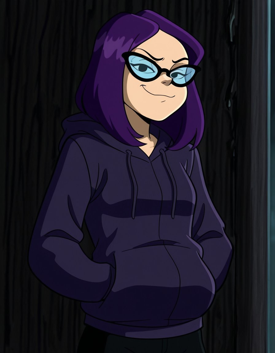 trudycs,  purple hair,  glasses by elderagent on Tensor.Art