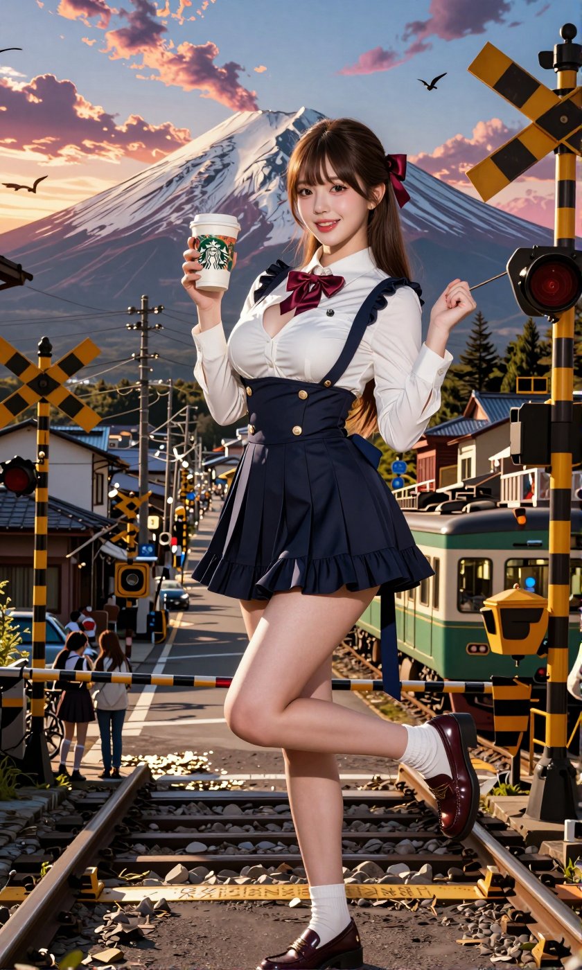 Image of a Korean woman: "A beautiful Korean woman boasting an hourglass figure,  round and voluptuous I-cup breasts,  all...