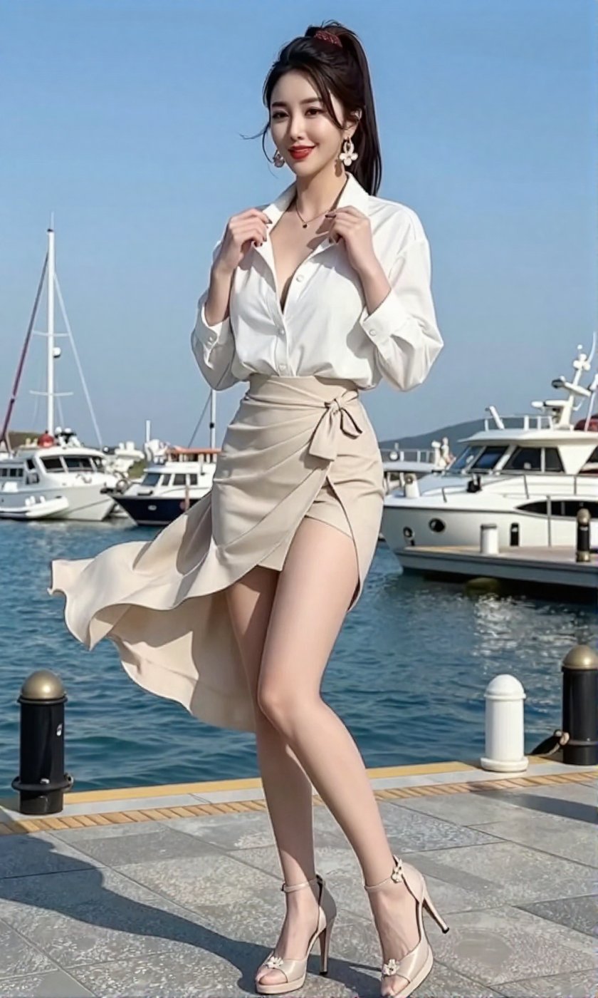 Image of a Korean woman Actual Photo: 2.0,  "A beautiful Korean woman boasting an hourglass figure,  round and voluptuous...