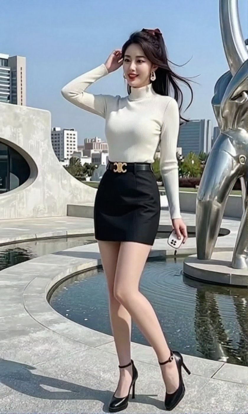 Image of a Korean woman Actual Photo: 2.0,  "A beautiful Korean woman boasting an hourglass figure,  round and voluptuous...