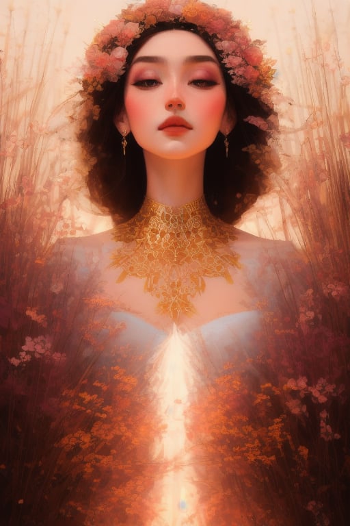 samdoesarts style beautiful goddess,  ,  pink and gold and opal color scheme by Maximilian I on Tensor.Art