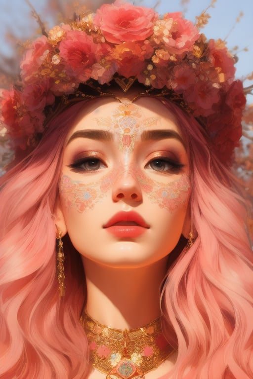 samdoesarts style beautiful goddess,  ,  pink and gold and opal color scheme by Maximilian I on Tensor.Art