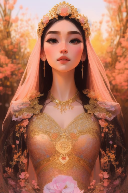 samdoesarts style beautiful goddess,  ,  pink and gold and opal color scheme by Maximilian I on Tensor.Art