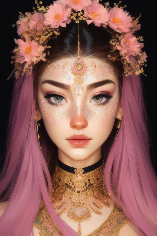 samdoesarts style beautiful goddess,  ,  pink and gold and opal color scheme by Maximilian I on Tensor.Art