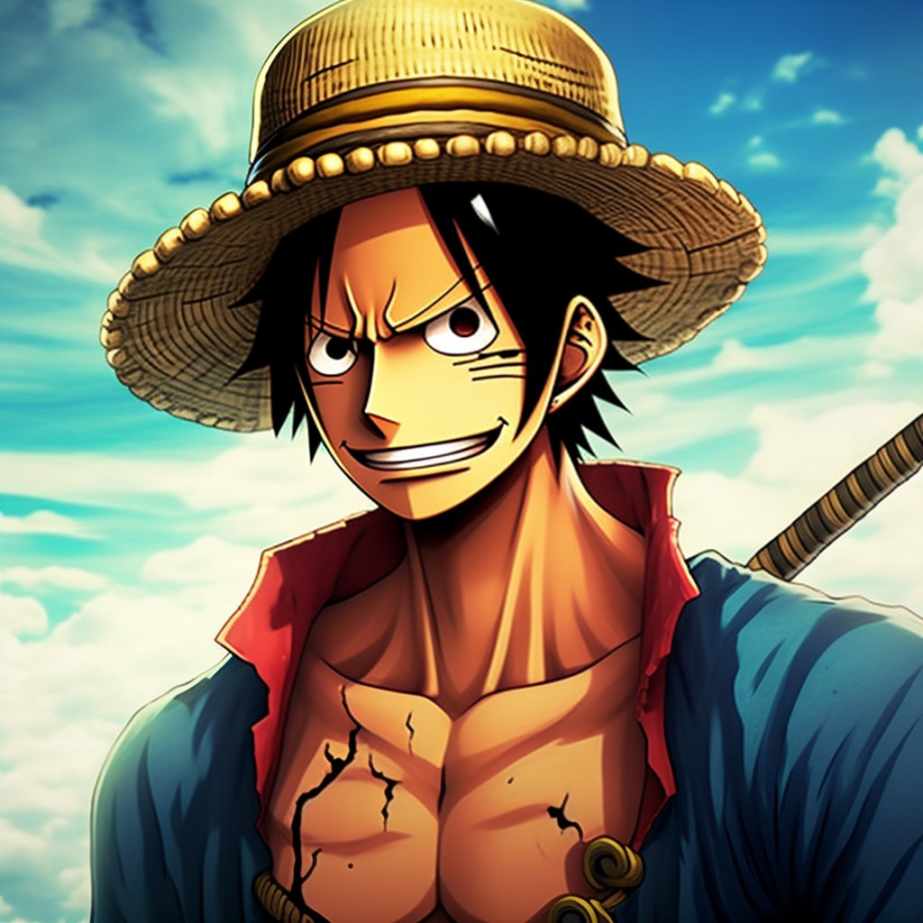 Luffy from ONEPIECE, handsome face, fantasy.