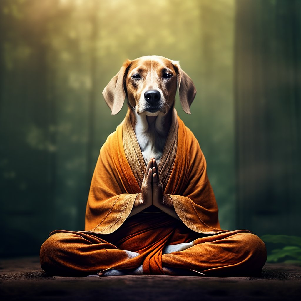 A dog that has been meditating all the time