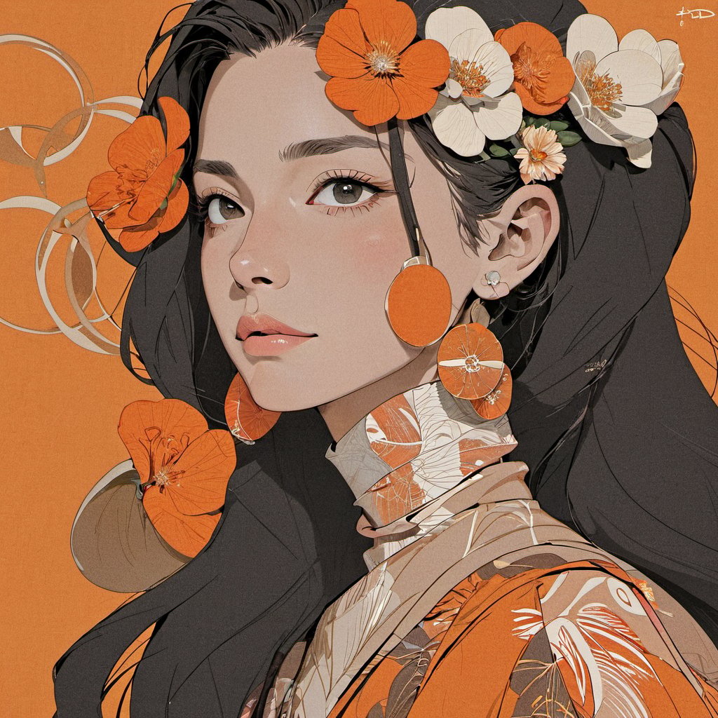 portrait of a woman,  orange theme,  dfdd by Zyx_xx on Tensor.Art