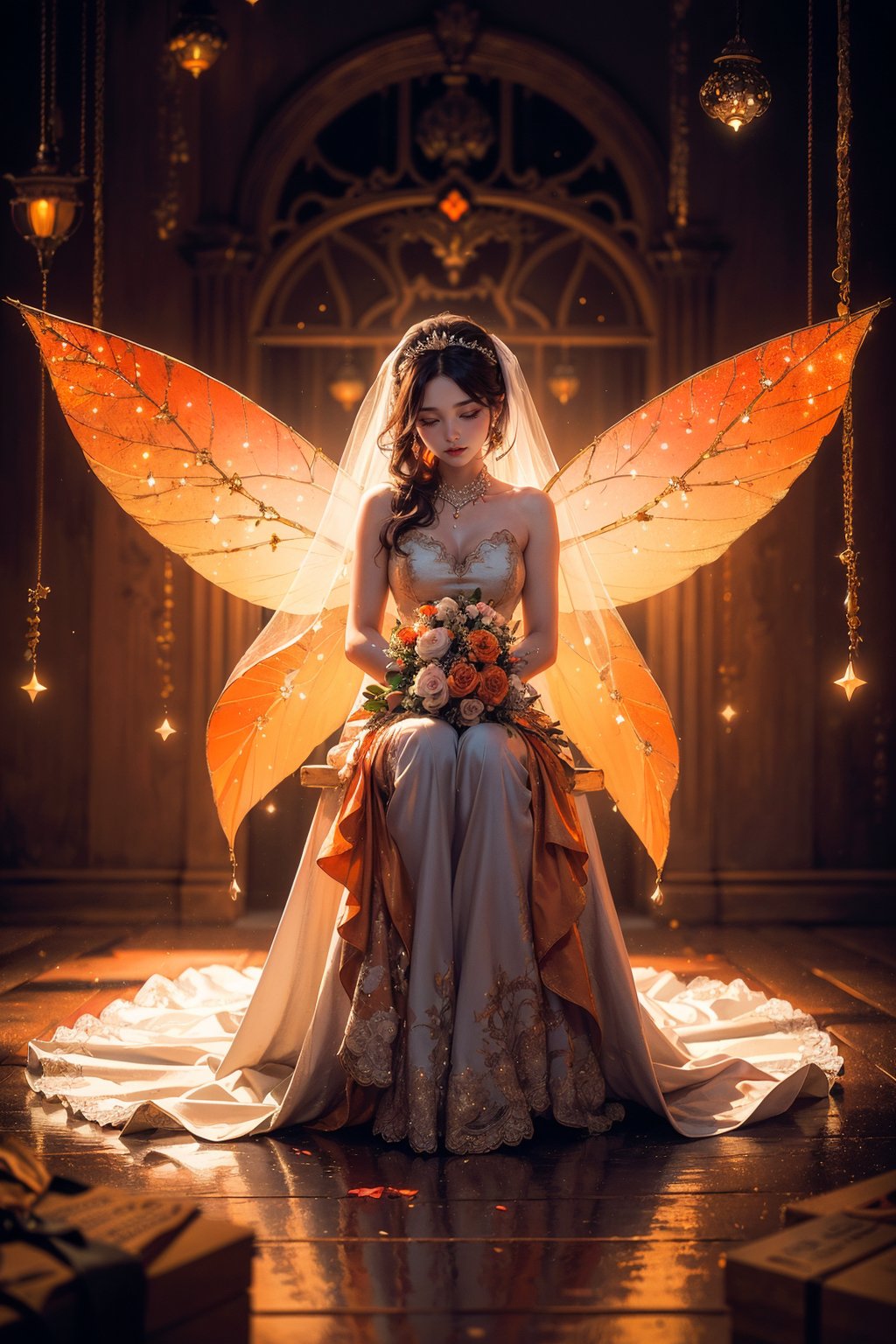 Story,  bride posing under a fairy tale,  elaborate scene style by Zyx_xx on Tensor.Art