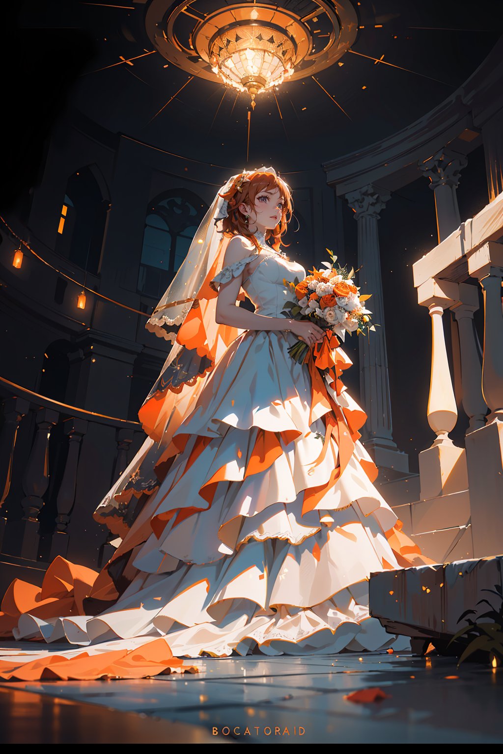 Story,  bride posing under a fairy tale,  elaborate scene style by Zyx_xx on Tensor.Art