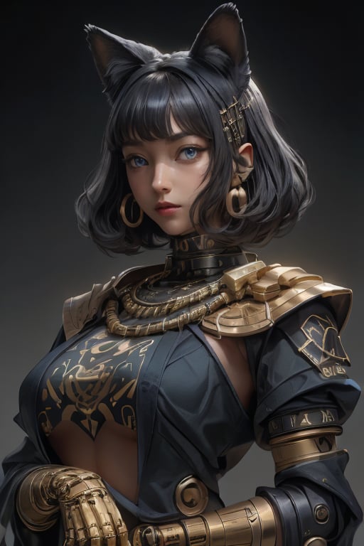 masterpiece, ultra hd, 8k,hdr, dynamic , blue eyes , hyper realistic, detailed background, finely detailed_body, big_boobs , fullbody,1girl, very long hairstyle, (dark blue hair color:1.2), (bright eyes:1.1), | symetrical crown, egyptian, egyptian clothes , egypt godess ,egypt , hecate , fox_ears , seethru , Animal ear, perfecteyes , ,Detailedface,Detailedeyes,mechanical_arms,cybernetic_enhancements,GlowingRunes_yellow,dessert,sand,ActionFigureQuiron style,sansan33