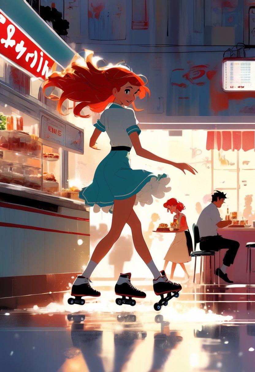 Anime Artwork,  Waitress,  roller by NowhereManGo on Tensor.Art