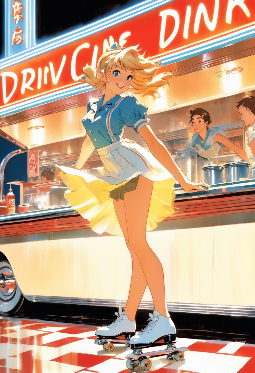 Anime Artwork,  Waitress,  blonde by NowhereManGo on Tensor.Art