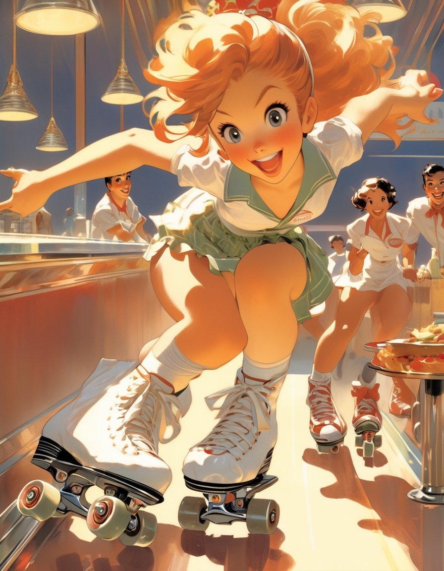 Waitress,  ginger,  serving food by NowhereManGo on Tensor.Art
