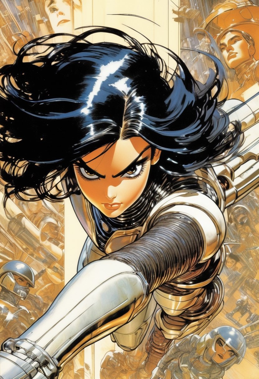 Battle Angel Alita,  Rollerball,  art by J.C. Leyendecker by NowhereManGo on Tensor.Art