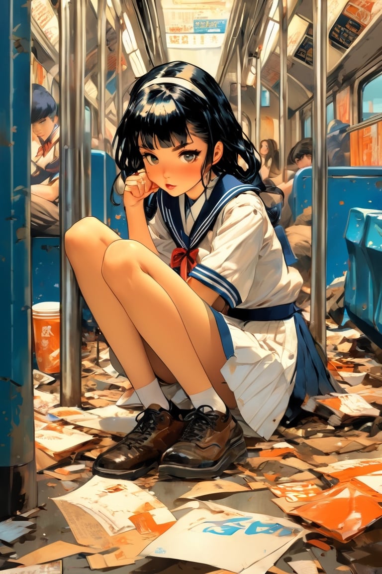 anime artwork,  Japanese school girl,  bored by NowhereManGo on Tensor.Art