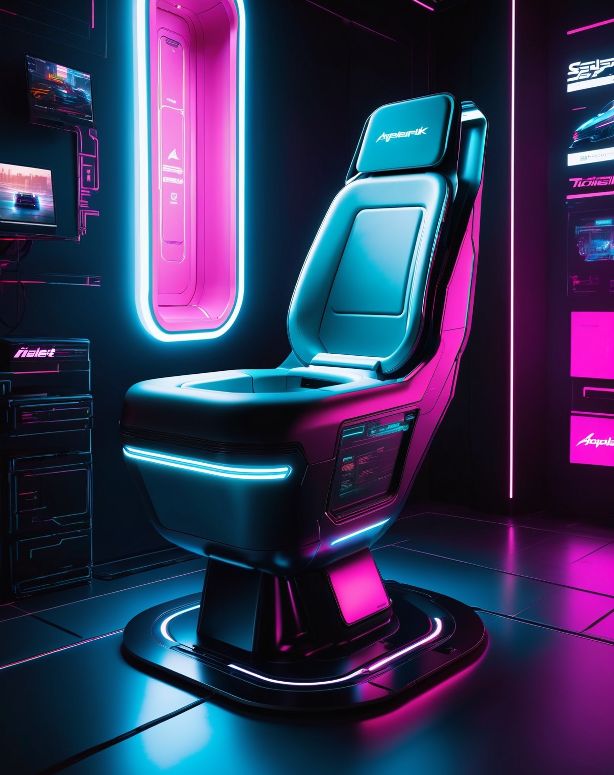 iToilet seat made by apple,  cyberpunk 2077 stylehy by NowhereManGo on Tensor.Art