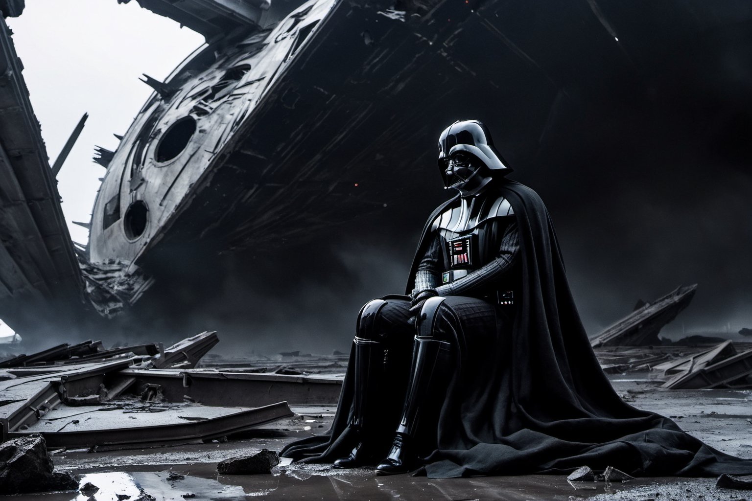 Darth Vader,  head down,  sad and broken by NowhereManGo on Tensor.Art