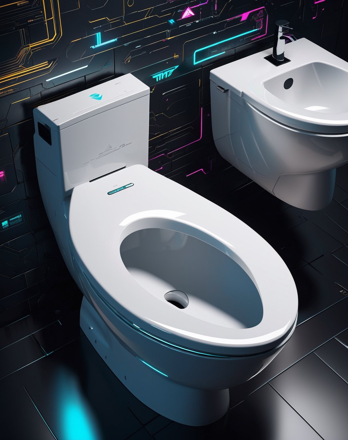 Toilet seat made by apple,  cyberpunk 2077 stylehy by NowhereManGo on Tensor.Art