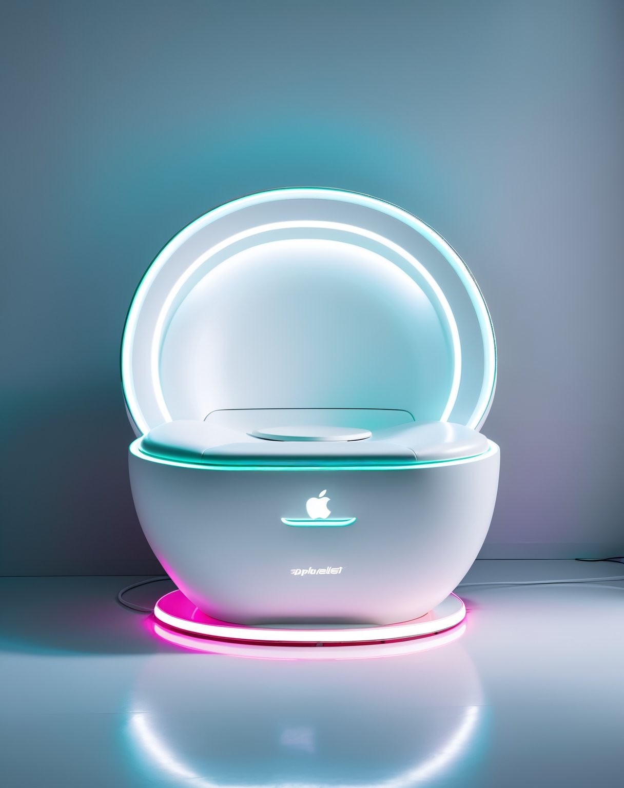 iToilet seat made by apple,  white,  neon light by NowhereManGo on Tensor.Art