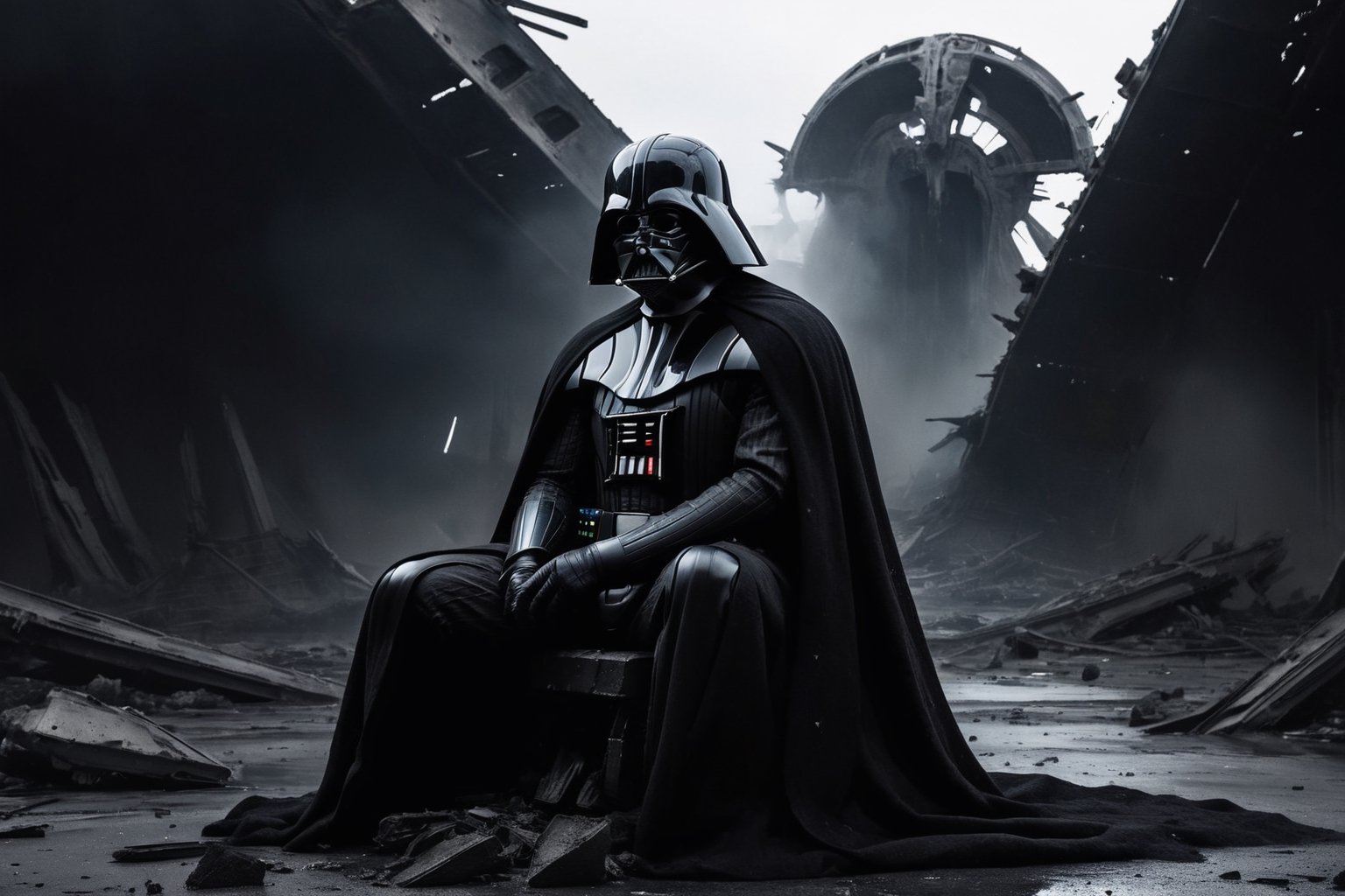 Darth Vader,  head down,  sad and broken by NowhereManGo on Tensor.Art