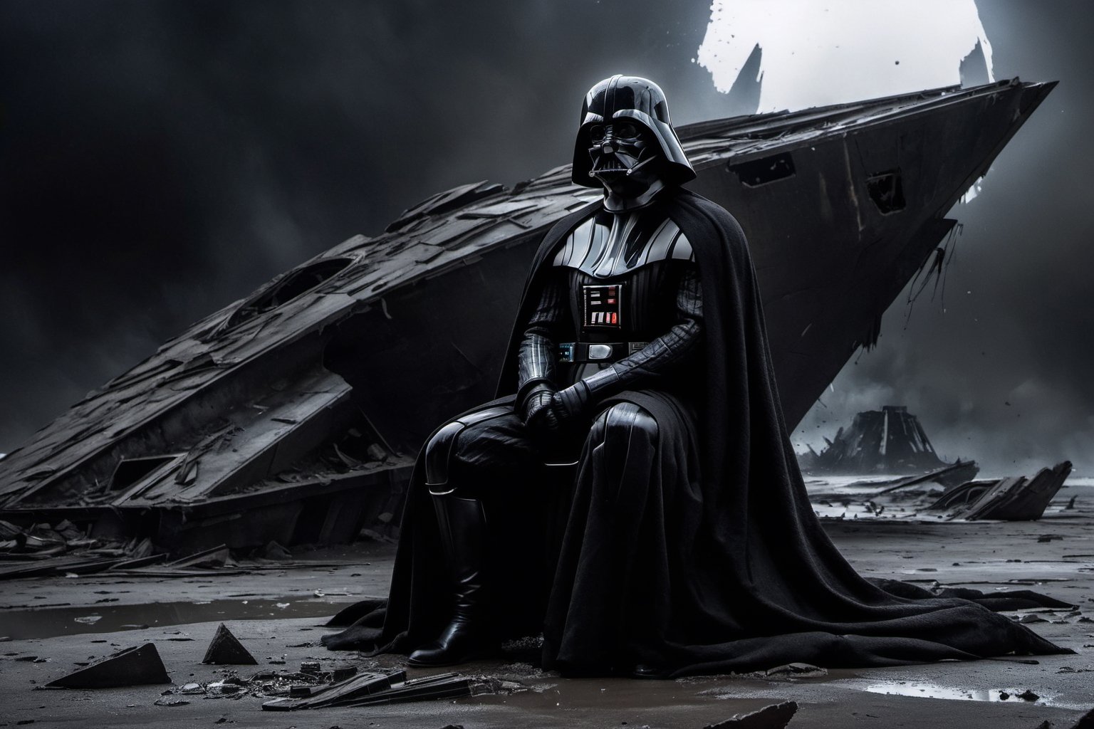 Darth Vader,  head down,  sad and broken by NowhereManGo on Tensor.Art