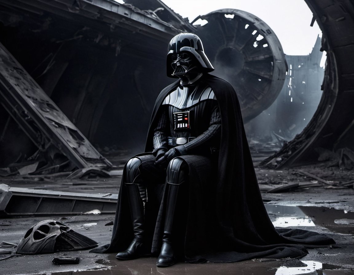 Darth Vader,  head down,  sad and broken by NowhereManGo on Tensor.Art