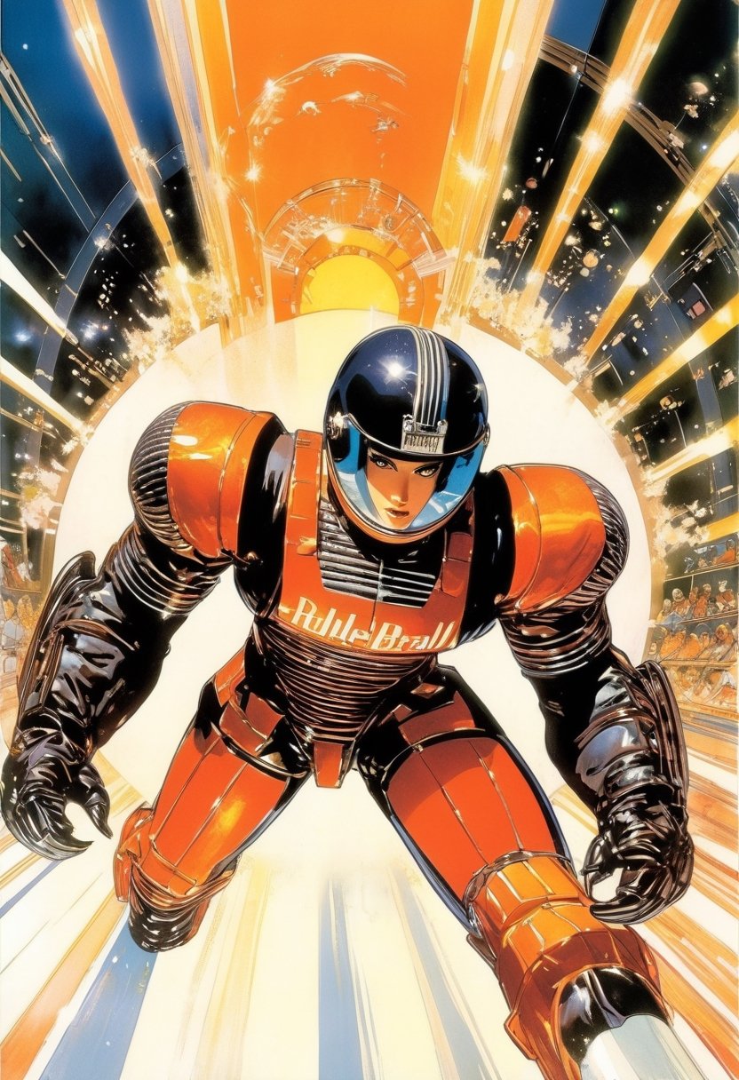 Rollerball,  art by Makoto Shinkai,  art by J.C. Leyendecker by NowhereManGo on Tensor.Art