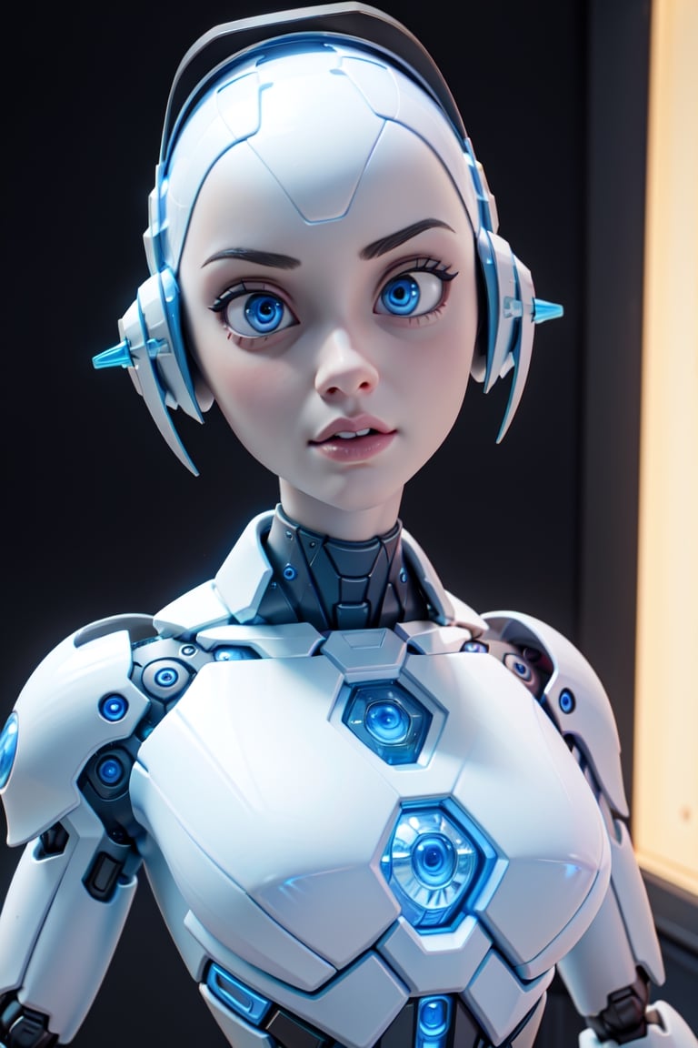 android blue Eyes,,(best quality, masterpiece),3d,futurediff ,  white skin , dynamic pose,highres, portrait 