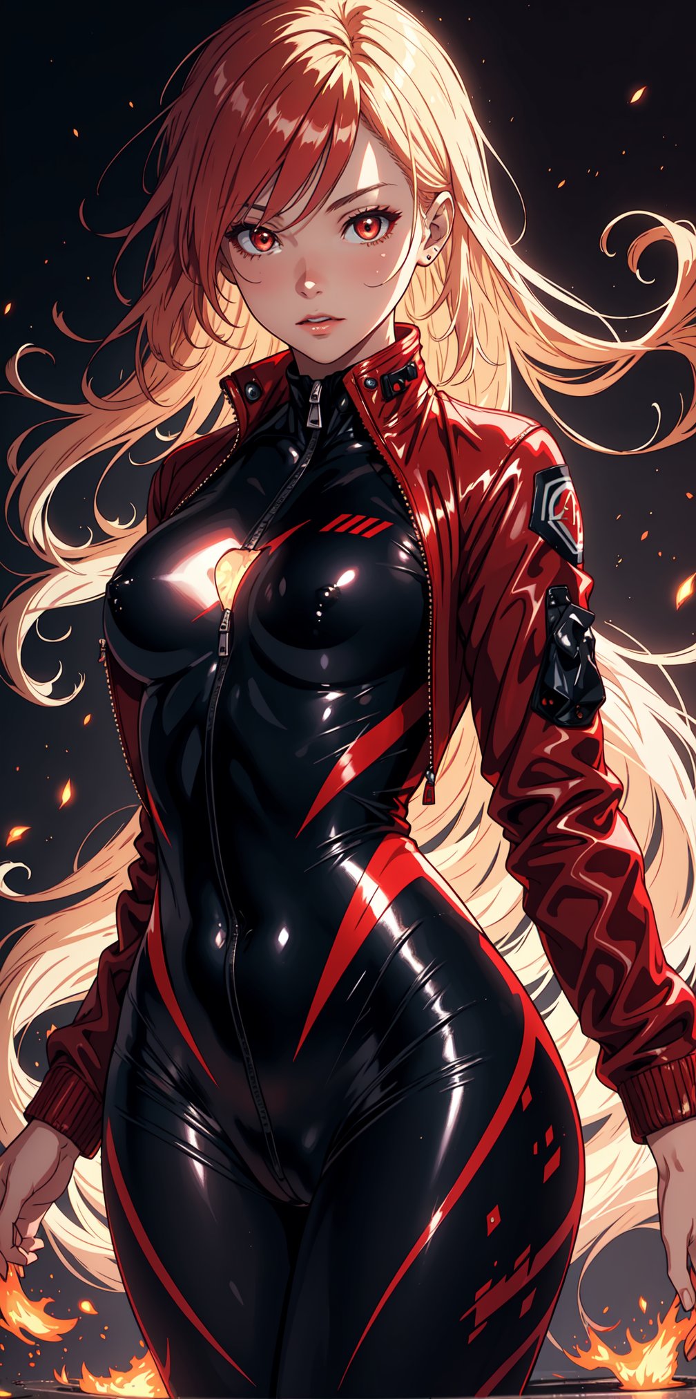 1 girl,  fiery red jacket,  tight suit by [ASKARD] on Tensor.Art