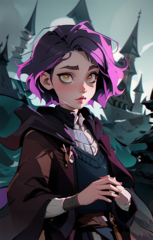 1girl,  short pink hair,  (hufflepuff House Cloak) by tabris20 on Tensor.Art
