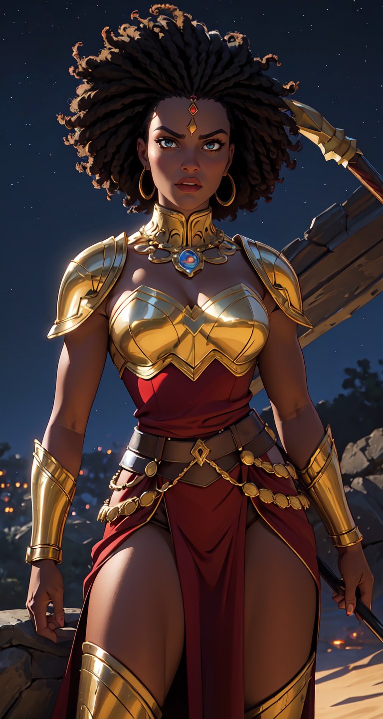 A majestic Dora Milaje warrior stands poised for battle,  marvel comics,  Bald by tabris20 on Tensor.Art