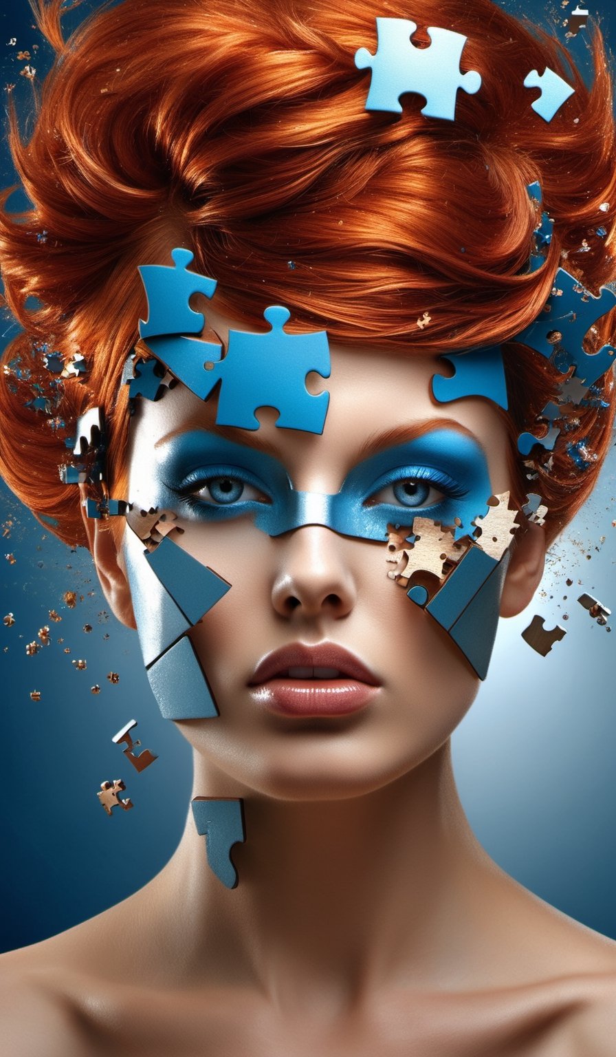 3D puzzles ,  Beauty looks ,  Redhead by blue on Tensor.Art