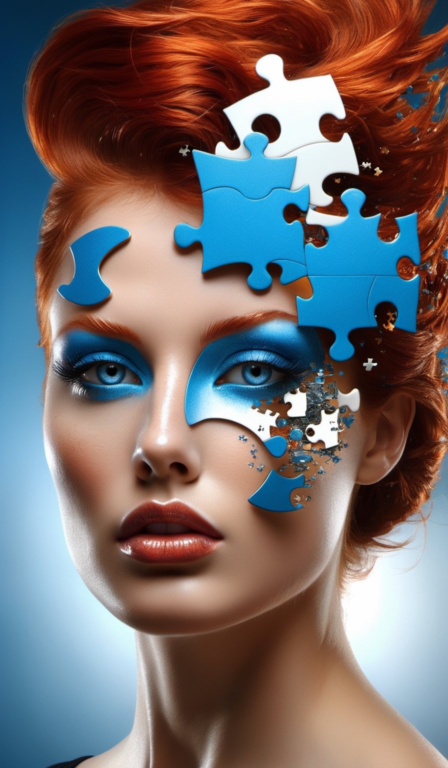 3D puzzles ,  Beauty looks ,  Redhead by blue on Tensor.Art